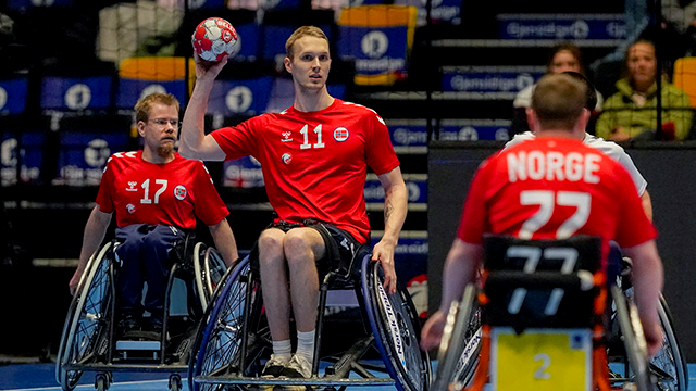 under håndballandskampen mellom Norge og USA i Gjensidige Cup i Trondheim Spektrum søndag.