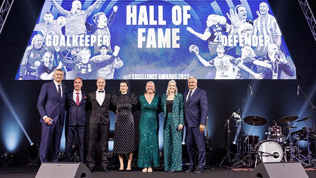 Andrei Xepkin, Tomas SVENSSON, Thierry OMEYER, Jelena BUMBAK, Cecilie LEGANGER, Anja ALTHAUS and Bozidar DJURKOVIC, EHF Excellence Awards 2023, Vienna, Austria, 26/06/2023, Mandatory Credit © Jure Erzen / kolektiff