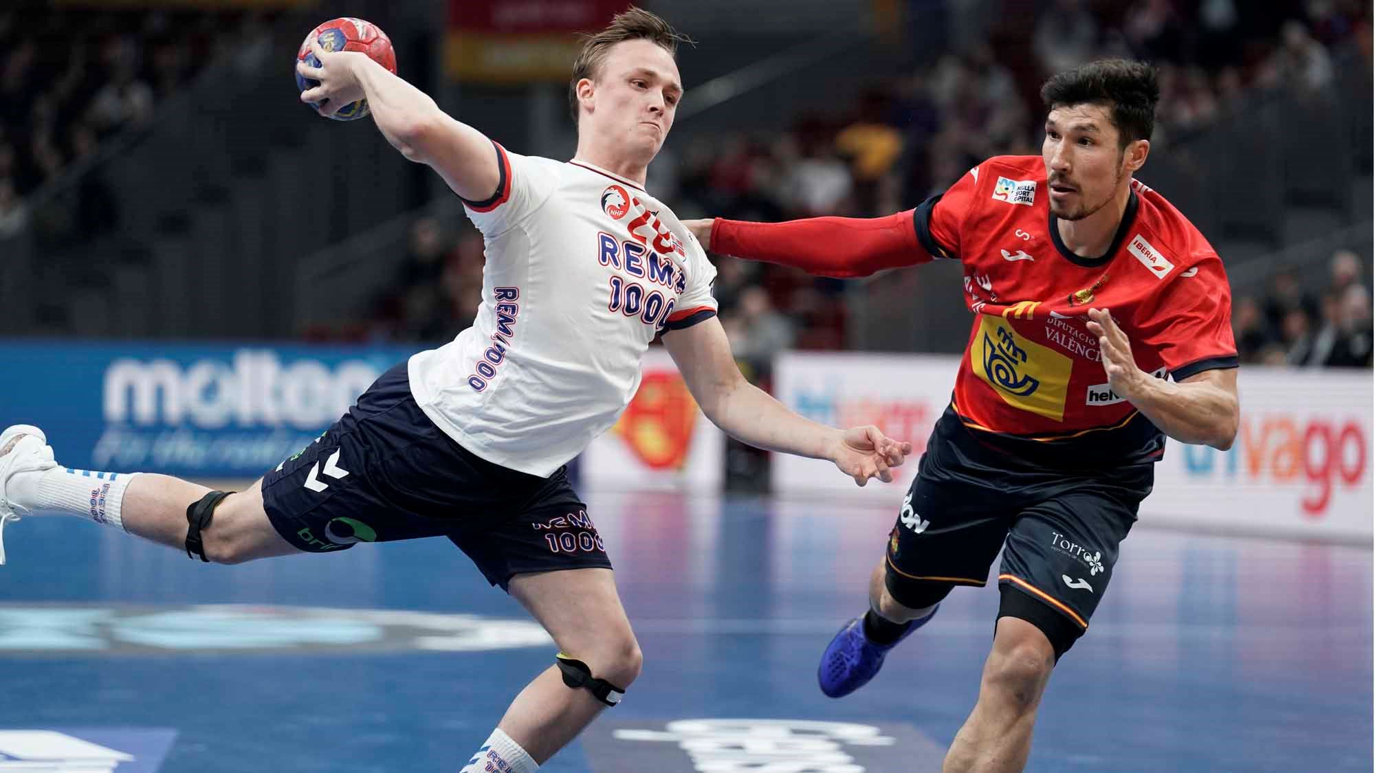 Gdansk, Polen 20230125. 
Norges Tobias Grøndahl under kvartfinalen i VM i håndball for herrer mellom Norge og Spania i Ergo Arena i Gdansk, Polen.
Foto: Stian Lysberg Solum / NTB