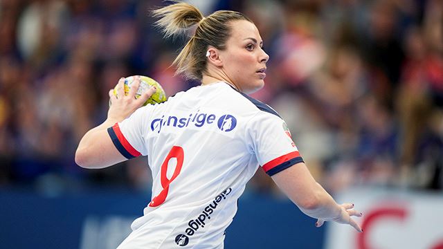 Norges Nora Mørk under privatlandskampen mellom Norge og Montenegro i Volda Campus Arena.Foto: Beate Oma Dahle / NTB