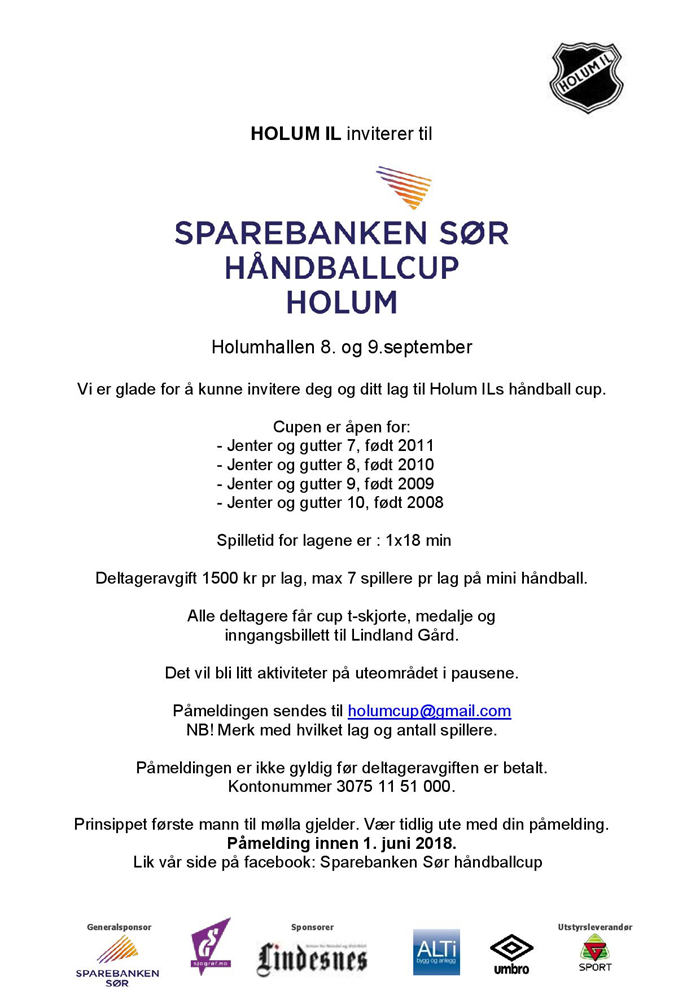 Invitasjon til Sparebanken Sør Håndballcup Holum 2018.png